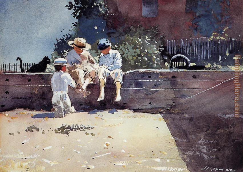 Boys and Kitten painting - Winslow Homer Boys and Kitten art painting